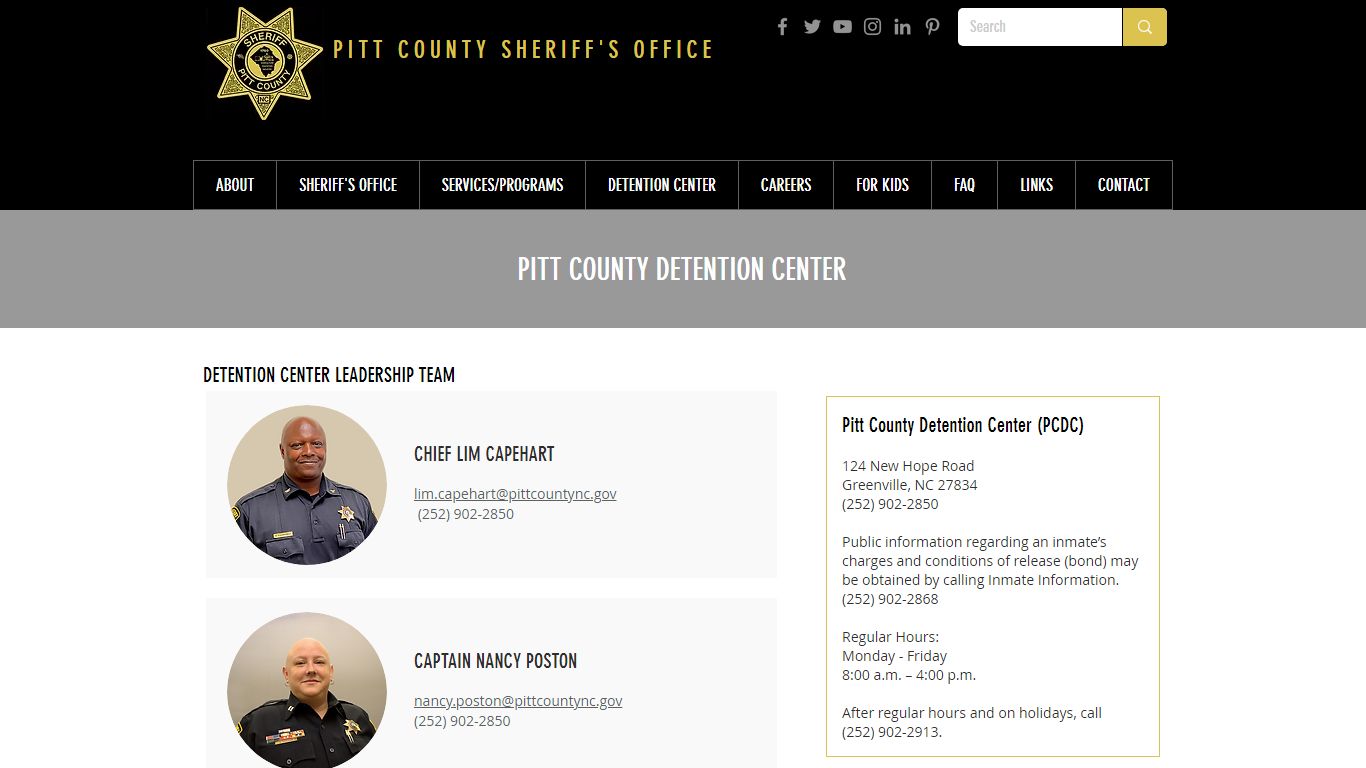 Pitt County Detention Center | Pitt County Sheriff I North ...